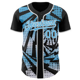 Custom Black Sky Blue-White Lightning Gradient Dot Authentic Baseball Jersey