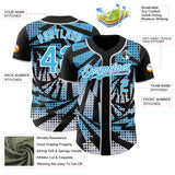 Custom Black Sky Blue-White Lightning Gradient Dot Authentic Baseball Jersey
