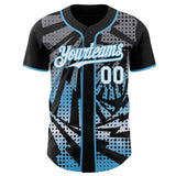 Custom Black White-Sky Blue Lightning Gradient Dot Authentic Baseball Jersey