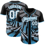 Custom Black White-Sky Blue Lightning Gradient Dot Authentic Baseball Jersey