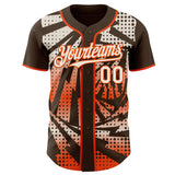 Custom Brown Cream-Orange Lightning Gradient Dot Authentic Baseball Jersey