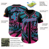 Custom Black Teal-Pink Lightning Gradient Dot Authentic Baseball Jersey