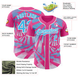 Custom Pink Sky Blue-White Lightning Gradient Dot Authentic Baseball Jersey