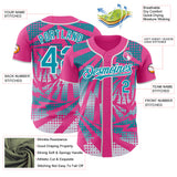 Custom Pink Teal-White Lightning Gradient Dot Authentic Baseball Jersey