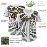 Custom White Black Old Gold-Gray Lightning Gradient Dot Authentic Baseball Jersey