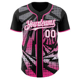 Custom Black White-Pink Lightning Gradient Dot Authentic Baseball Jersey