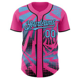 Custom Pink Sky Blue-Black Lightning Gradient Dot Authentic Baseball Jersey