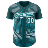 Custom Midnight Green White-Teal Lightning Gradient Dot Authentic Baseball Jersey