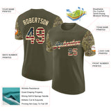Custom Olive Vintage USA Flag-Cream Camo Two Tone Performance T-Shirt