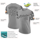 Custom Gray-Black Camo Two Tone Performance T-Shirt