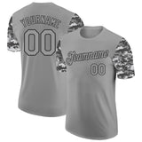Custom Gray-Black Camo Two Tone Performance T-Shirt