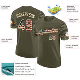 Custom Olive Vintage USA Flag-Cream Camo Two Tone Performance T-Shirt