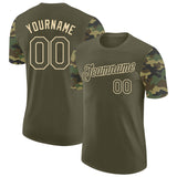 Custom Olive-Cream Camo Two Tone Performance T-Shirt