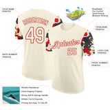 Custom Cream-Red Camo Two Tone Performance T-Shirt