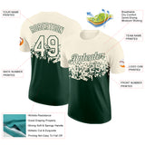 Custom Cream-Green Fade Geometric Splatter Fragmented Shards Performance T-Shirt