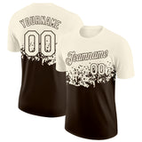 Custom Cream-Brown Fade Geometric Splatter Fragmented Shards Performance T-Shirt