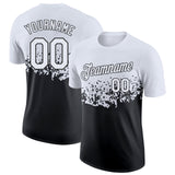 Custom White-Black Fade Geometric Splatter Fragmented Shards Performance T-Shirt