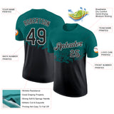 Custom Teal Black-White Fade Geometric Splatter Fragmented Shards Performance T-Shirt