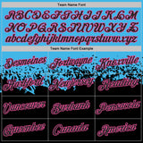 Custom Sky Blue Black-Pink Fade Geometric Splatter Fragmented Shards Performance T-Shirt