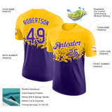 Custom Yellow Purple-White Fade Geometric Splatter Fragmented Shards Performance T-Shirt