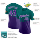 Custom Teal Purple-White Fade Geometric Splatter Fragmented Shards Performance T-Shirt