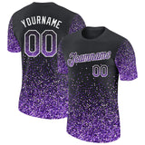 Custom Black Purple-White Colorful Sparkle Gradient Dots Performance T-Shirt