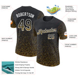 Custom Black Old Gold-White Colorful Sparkle Gradient Dots Performance T-Shirt