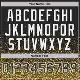 Custom Black Old Gold-White Colorful Sparkle Gradient Dots Performance T-Shirt
