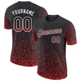 Custom Black Red-White Colorful Sparkle Gradient Dots Performance T-Shirt