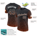 Custom Black Orange-White Colorful Sparkle Gradient Dots Performance T-Shirt