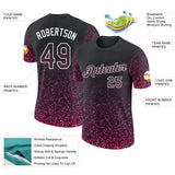 Custom Black Pink-White Colorful Sparkle Gradient Dots Performance T-Shirt