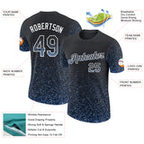 Custom Black Light Blue-White Colorful Sparkle Gradient Dots Performance T-Shirt