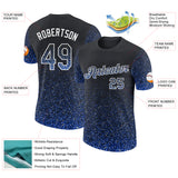 Custom Black Thunder Blue-White Colorful Sparkle Gradient Dots Performance T-Shirt