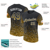 Custom Black Gold-White Colorful Sparkle Gradient Dots Performance T-Shirt