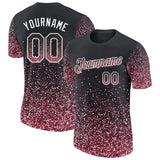 Custom Black Crimson-White Colorful Sparkle Gradient Dots Performance T-Shirt