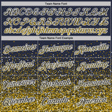 Custom Navy Yellow-White Colorful Sparkle Gradient Dots Performance T-Shirt