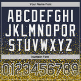 Custom Navy Yellow-White Colorful Sparkle Gradient Dots Performance T-Shirt