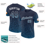 Custom Navy Sky Blue-White Colorful Sparkle Gradient Dots Performance T-Shirt