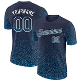 Custom Navy Sky Blue-White Colorful Sparkle Gradient Dots Performance T-Shirt