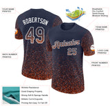 Custom Navy Orange-White Colorful Sparkle Gradient Dots Performance T-Shirt
