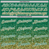 Custom Kelly Green Old Gold-White Colorful Sparkle Gradient Dots Performance T-Shirt