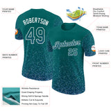 Custom Teal Light Blue-White Colorful Sparkle Gradient Dots Performance T-Shirt