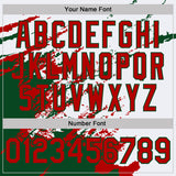 Custom White Red-Green Brush Stroke Shatter Splatter Performance T-Shirt