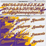 Custom White Purple-Gold Brush Stroke Shatter Splatter Performance T-Shirt