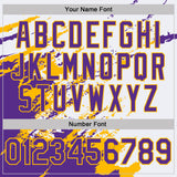 Custom White Purple-Gold Brush Stroke Shatter Splatter Performance T-Shirt