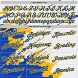 Custom White Thunder Blue-Gold Brush Stroke Shatter Splatter Performance T-Shirt