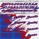 Custom White Thunder Blue-Red Brush Stroke Shatter Splatter Performance T-Shirt