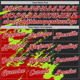 Custom Black Red Neon Green-White Brush Stroke Shatter Splatter Performance T-Shirt