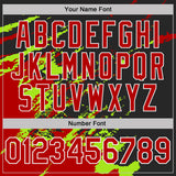Custom Black Red Neon Green-White Brush Stroke Shatter Splatter Performance T-Shirt