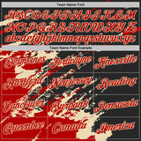 Custom Black Red-Cream Brush Stroke Shatter Splatter Performance T-Shirt